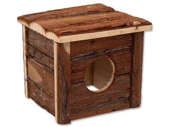 SMALL ANIMAL Domek dřevěný s kůrou 15,5 x 15,5 x 14 cm
