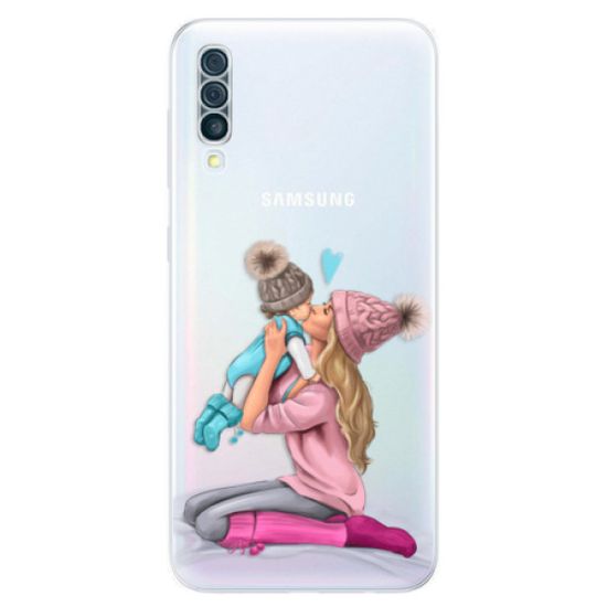 iSaprio Silikónové puzdro - Kissing Mom - Blond and Boy pre Samsung Galaxy A50