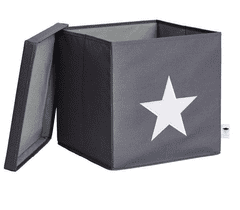 Love It Store It Box na hračky s krytom - šedý, biela hviezda