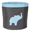 Veľký úložný box na hračky, okrúhly - šedý, modrý slon