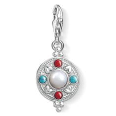 Thomas Sabo Prívesok "Etnická minca" , 1467-336-7, Charm Club, 925 Sterling silver, mother-of-pearl, simulated coral/turquoise