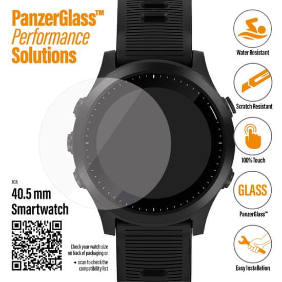 PanzerGlass SmartWatch pre rôzne typy hodiniek, 40,5 mm Garmin Fenix 6X/6X Pro / Garmin Forerunner 235 / Polar Vantage V / Fossil Q Explorist Gen 4.číre (3615)