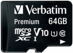 VERBATIM Premium microSDXC 64GB UHS-I V10 U1 + SD adaptér (44084)