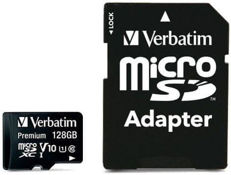 VERBATIM Premium microSDXC 128GB UHS-I V10 U1 + SD adaptér (44085)