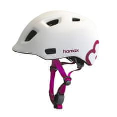 HAMAX Thundercap cyklohelma biela / ružové pásky 52-57