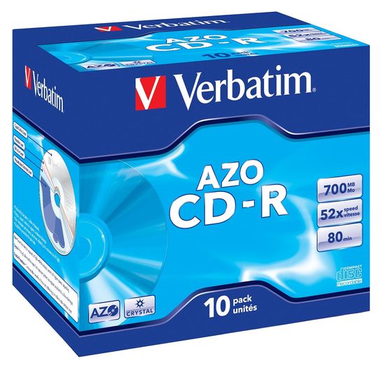 VERBATIM CD-R AZO 700MB, 52×, jewel case 10 ks (43327)