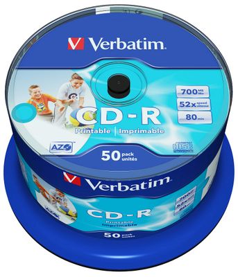 CD-R Verbatim, vysoká kapacita, optické disky, dlhá životnosť, potlačené, veľké balenie
