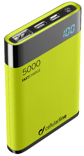 CellularLine Ultratenká PowerBanka FREEPOWER HD, 5000 mAh, zelená (FREEPMANTA5HDG)