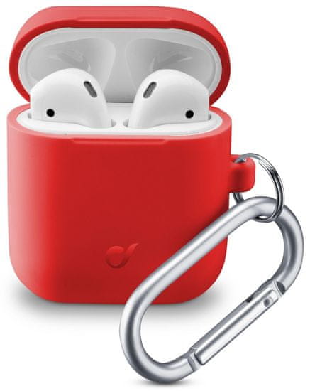 CellularLine Ochranný kryt s karabínou Bounce pre Apple AirPods 1 & 2 BOUNCEAIRPODSR, červený