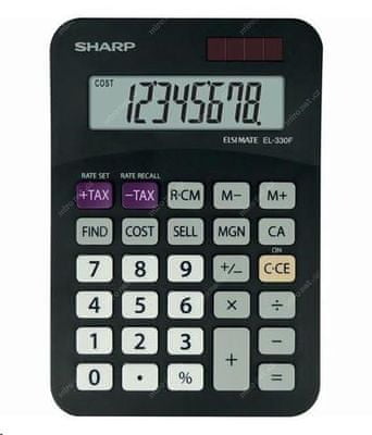 Stolná kalkulačka Sharp EL330FBBK, solárna, malá, ľahká, základná