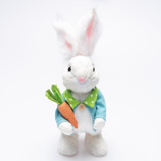 Seizis Zajac biely v modrom obleku, 25 cm