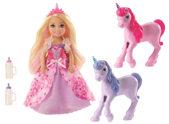 Mattel Barbie Princezná Chelsea a žriebätko jednorožca