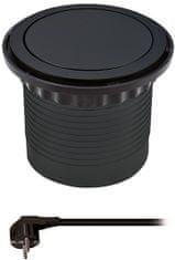 Solight prodlužovací přívod, 4 zásuvky, černý, 1,5m, výsuvný blok zásuvek, kruhový tvar, PP100-B