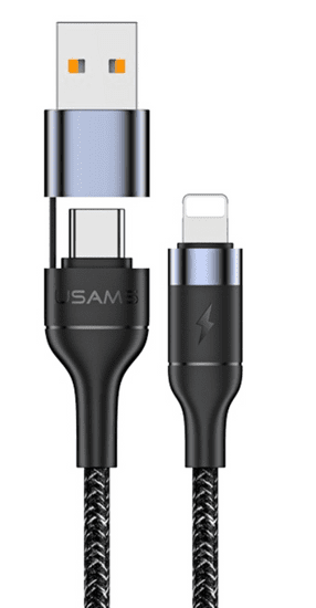 USAMS SJ404 U31 Dátový Kábel Type C/ Lightning (USB) Black (EU Blister) (SJ404USB01)