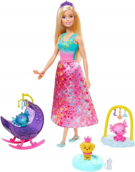 Mattel Barbie Rozprávkový herný set s bábikou Princezná s dlhou sukňou