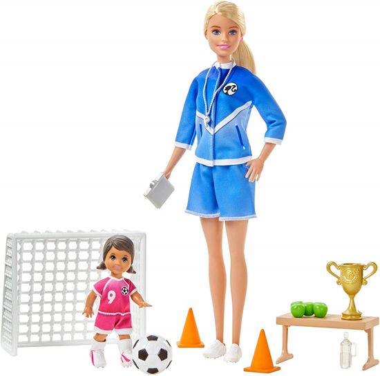 Mattel Barbie futbalová trénerka s bábikou herný set blond trénerka