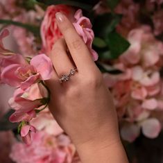 Hot Diamonds Strieborný kvetinový prsteň Forget me not DR214 (Obvod 51 mm)