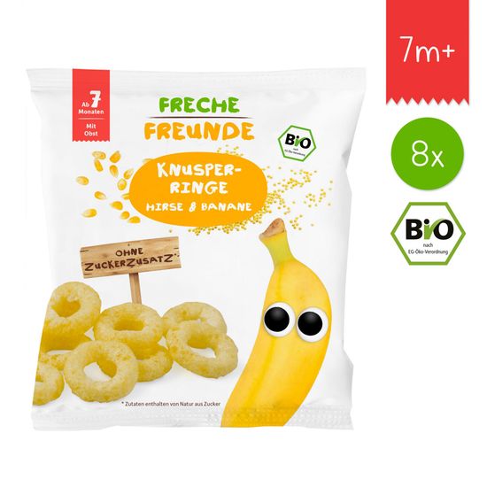 Freche Freunde BIO Chrumkavé krúžky - Proso a banán 8x20g
