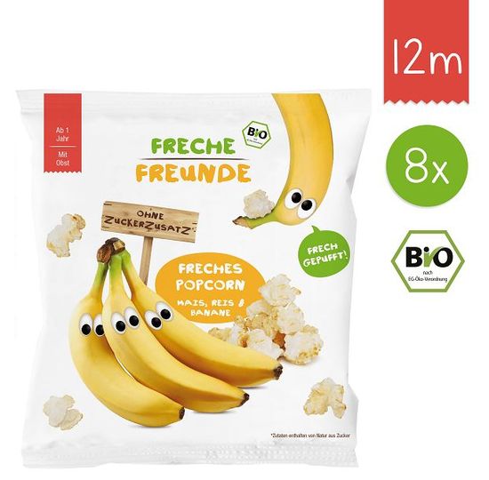 Freche Freunde BIO Popcorn Kukurica, ryža a banán 8x20g - expirácia 11/2020