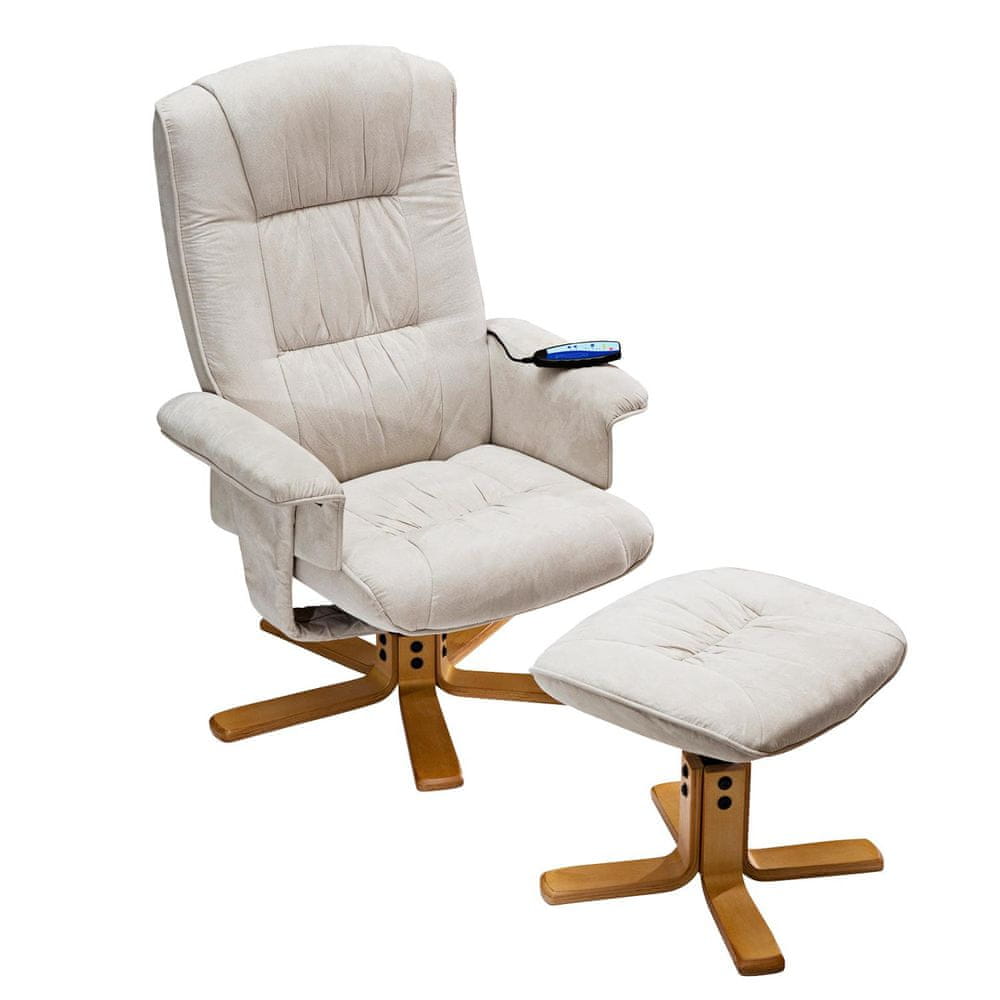 IDEA nábytok Relaxačné masážne kreslo s podnožkou béžové K36