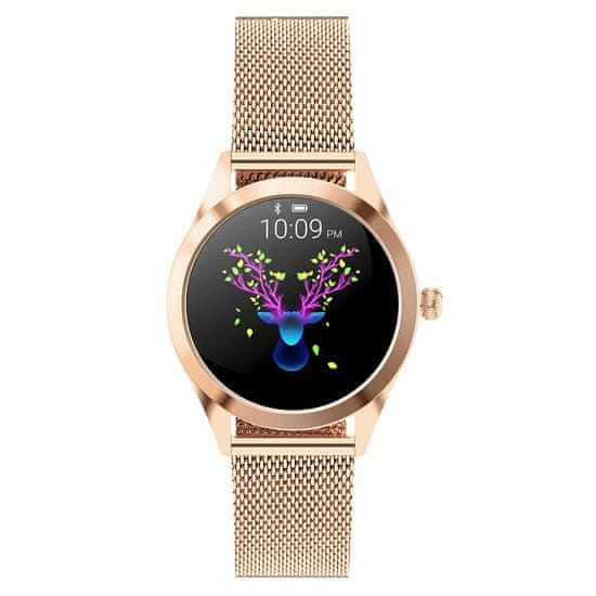 Neogo SmartWatch Glam, dámske smart hodinky, zlaté/kovové