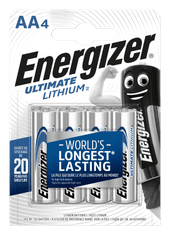 Energizer Ultimate Lithium AA/4 FR6/4 1,5V lítiové tužkové batérie 4ks 7638900262643