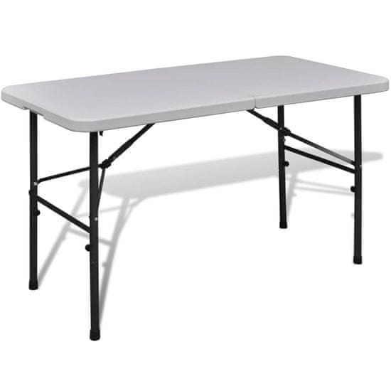 Vidaxl Biely skladací záhradný stôl s doskou z HDPE 122 cm