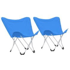 Vidaxl Kempingové stoličky v tvare motýľa 2 ks modré skladacie