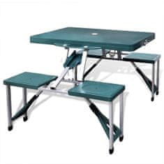 Vidaxl Zelený skladací kempingový set - stôl so 4 stoličkami, extra ľahký