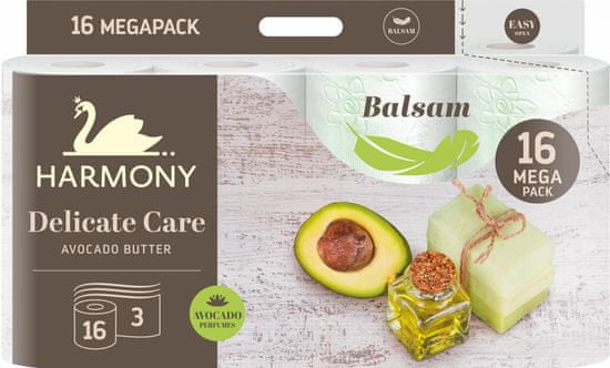Harmony Toaletný papier Delicate Care Avocado butter balsam 16 roliek