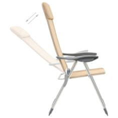 Vidaxl Skladacie kempingové stoličky 4 ks, krémové, hliník