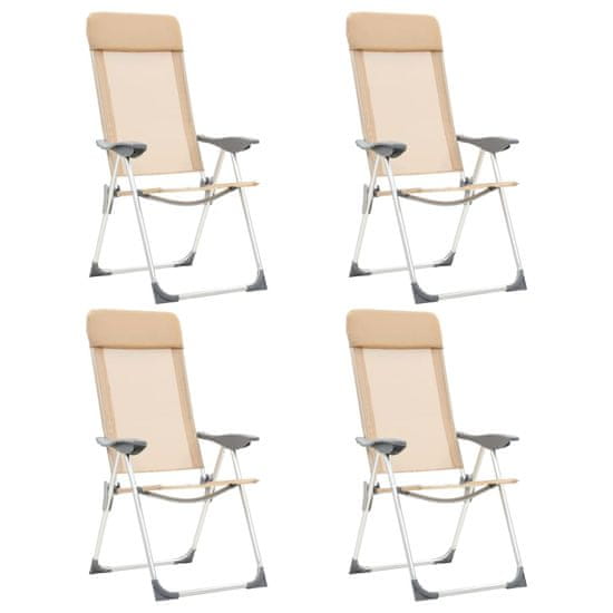 Vidaxl Skladacie kempingové stoličky 4 ks, krémové, hliník