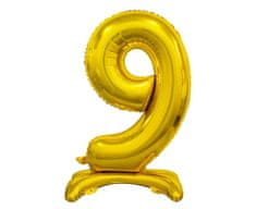 Fóliový balón číslica 9, stojace - zlatá, 74cm
