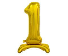 Fóliový balón číslica 1, stojace - zlatá, 74cm
