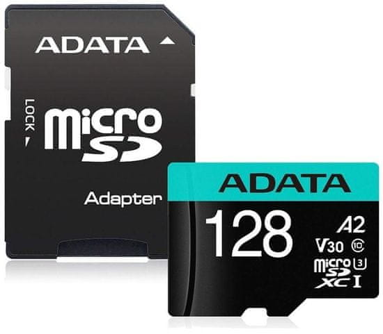 A-Data MicroSDXC 128GB U3 V30S + adaptér (AUSDX128GUI3V30SA2-RA1)