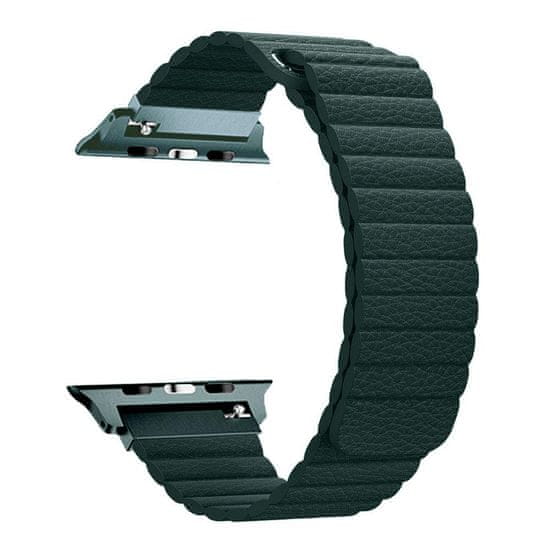 BStrap Leather Loop remienok na Apple Watch 42/44/45mm, Dark Green