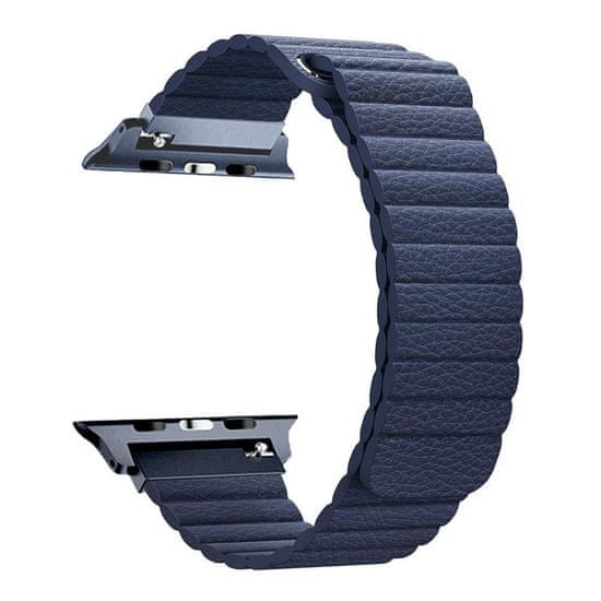 BStrap Leather Loop remienok na Apple Watch 42/44/45mm, Dark Blue
