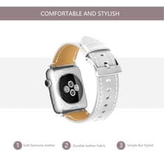 BStrap Leather Italy remienok na Apple Watch 38/40/41mm, White