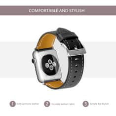 BStrap Leather Italy remienok na Apple Watch 42/44/45mm, Black