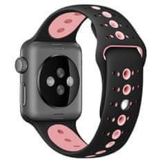 BStrap Silicone Sport remienok na Apple Watch 42/44/45mm, Black Pink