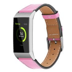 BStrap Leather Italy (Small) remienok na Fitbit Charge 3 / 4, pink
