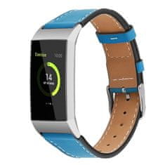 BStrap Leather Italy (Small) remienok na Fitbit Charge 3 / 4, blue