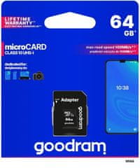 GoodRam microSDXC 64GB M1AA, UHS-I Class 10, U1 + adaptér (M1AA-0640R12)