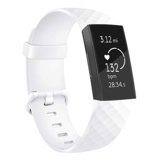 BStrap Silicone Diamond (Large) remienok na Fitbit Charge 3 / 4, white