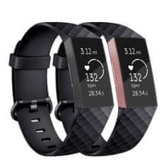 BStrap Silicone Diamond (Large) remienok na Fitbit Charge 3 / 4, black