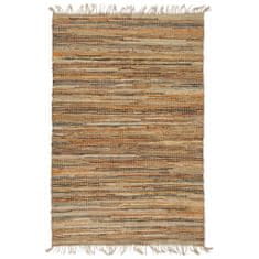 Vidaxl Ručne tkaný chindi koberec žltohnedý 160x230 cm kožený a jutový