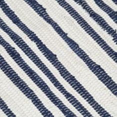 Vidaxl Ručne tkaný koberec Chindi modro-biely 80x160 cm bavlnený