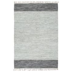 Vidaxl Ručne tkaný Chindi koberec sivý 80x160 cm kožený