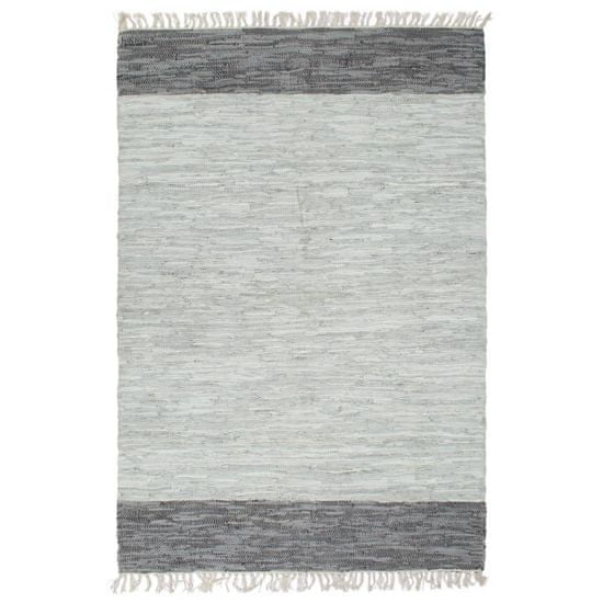 Vidaxl Ručne tkaný Chindi koberec sivý 80x160 cm kožený
