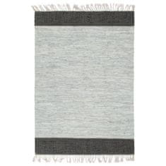 Vidaxl Ručne tkaný Chindi koberec svetlosivý a čierny 190x280 cm kožený